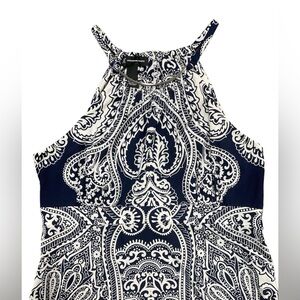 INC International Concepts Navy & White Maxi Dress Size Large